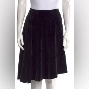 Dries Van Noten Black Velvet Asymmetrical Midi Skirt